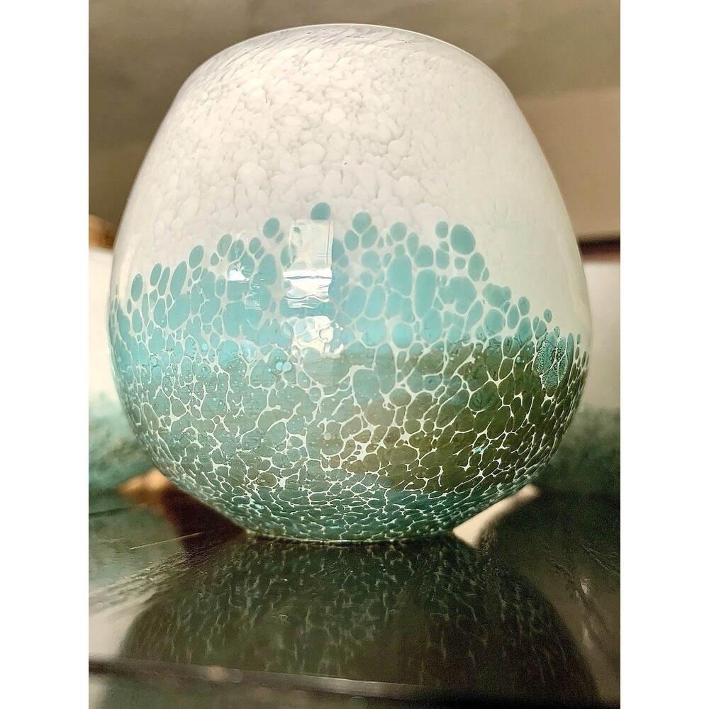 West Elm Mexican Glass Votive Candle Holders Set of 4 Confetti Frit Coastal